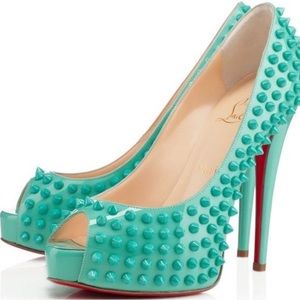 Tiffany Blue rare Christian Louboutin Vendome Spikes 120 Patent